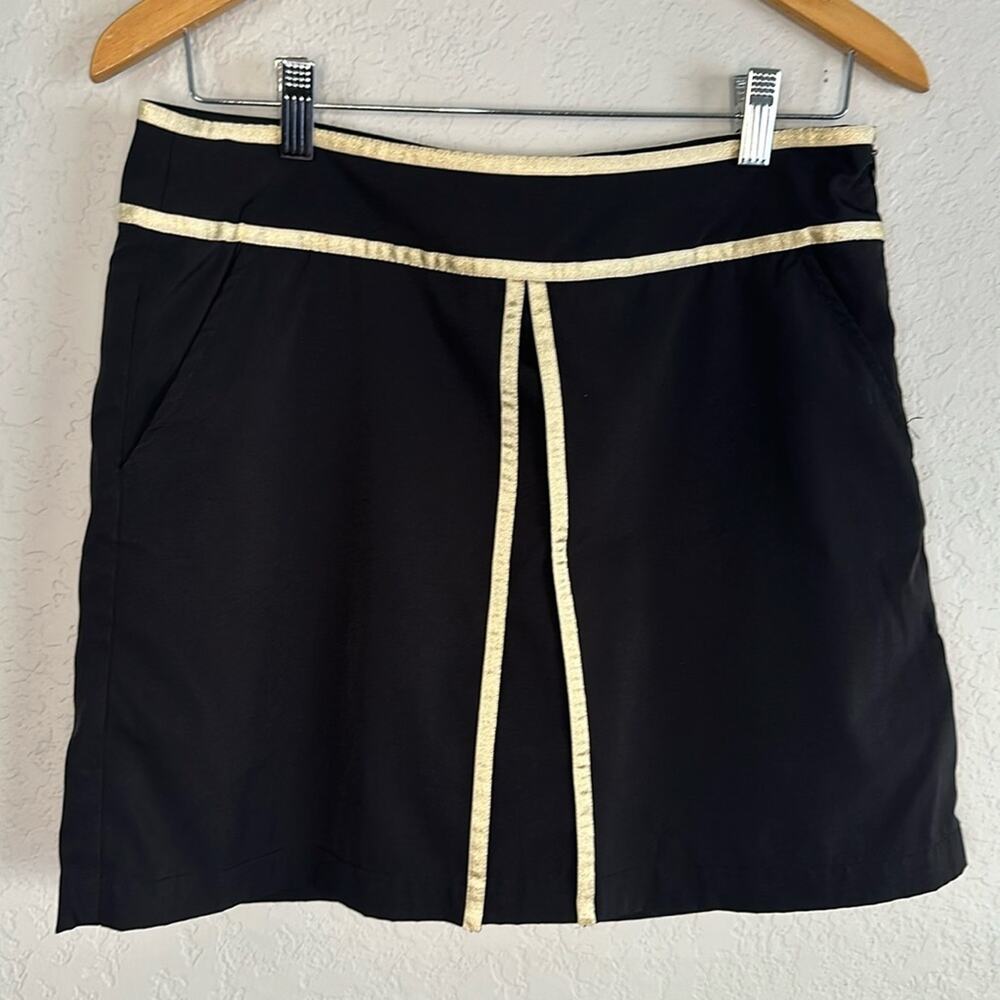 Lady Hagen Black Gold Skort Skirt Size 6 Glam Preppy Tennis Golf Vacation - Picture 1 of 7